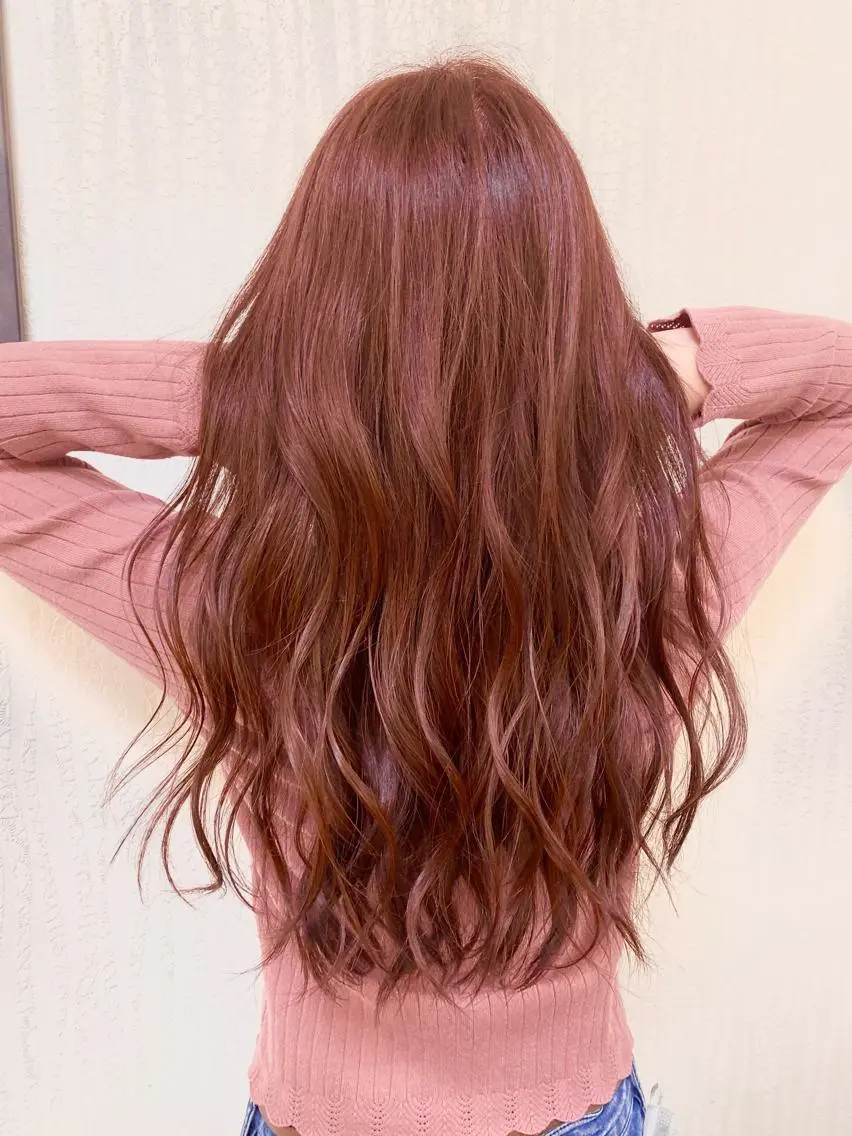 ロング カラー ピンクカラー カット ヘアカラー トリートメント YURI ✨のヘアスタイル