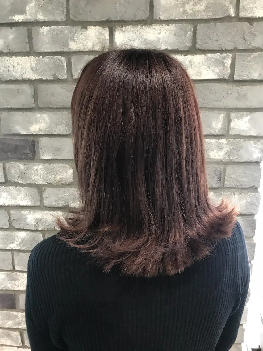 セミロング カラー レッドカラー 🦋 RUKA🦋のヘアスタイル