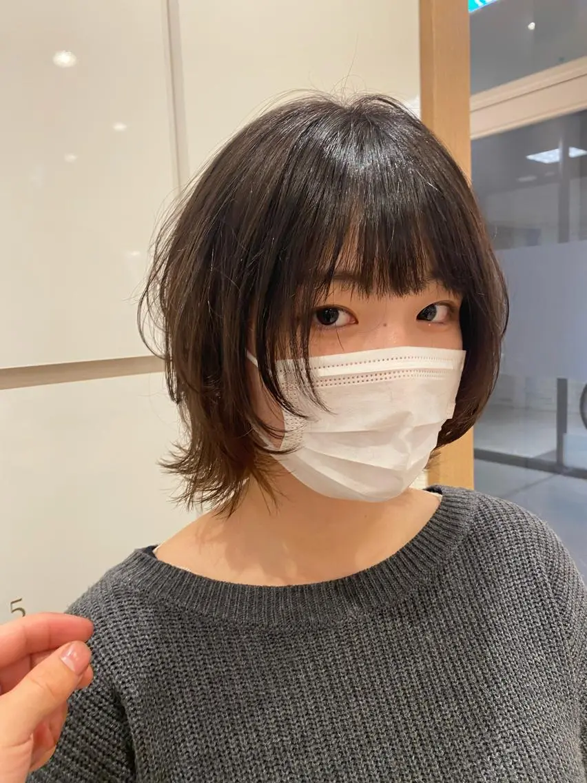 ミディアム カラー ヘアアレンジ ワンレンボブ ショートボブ ボブレイヤー アッシュ アッシュブラウン 🌿レイヤー/ブリー チ/🌿JINのヘアスタイル