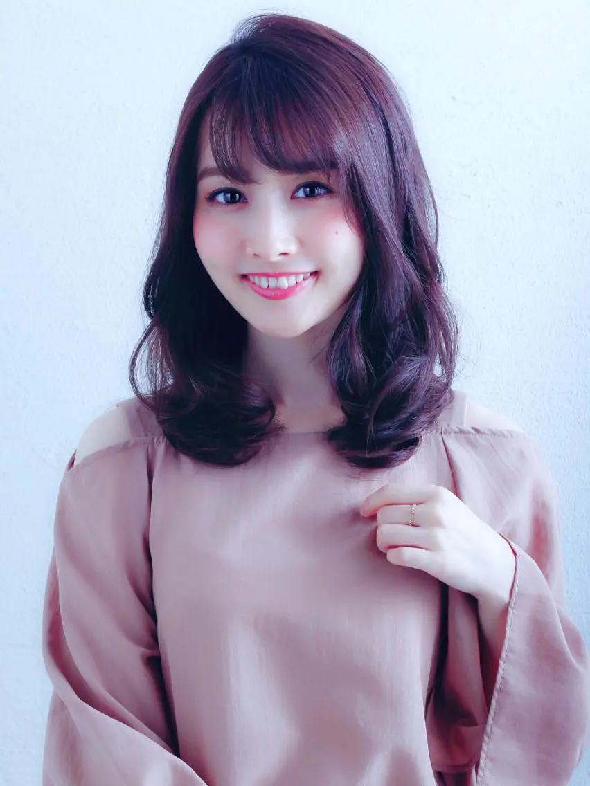 ミディアム カラー パーマ ヘアアレンジ カット パーマ トリートメント 髪質改善\艶髪カラー 💐園田さやかのヘアスタイル