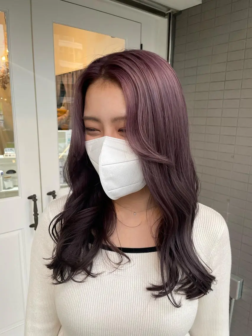 ロング カラー ヘアアレンジ ブリーチ ラベンダーカラー ヘアカラー トリートメント 酸性縮毛矯正 梅田茶屋町 Juriのヘアスタイル