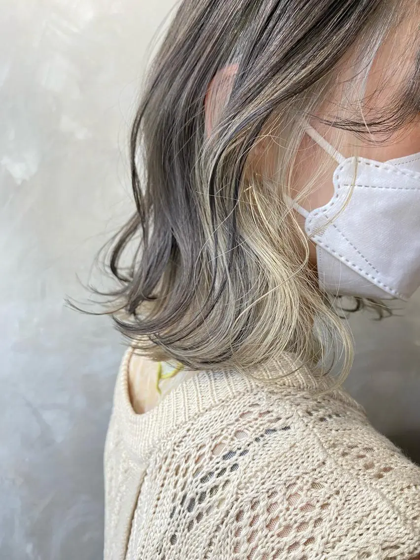ミディアム カラー カット 縮毛矯正 ツキノキ ミナのヘアスタイル