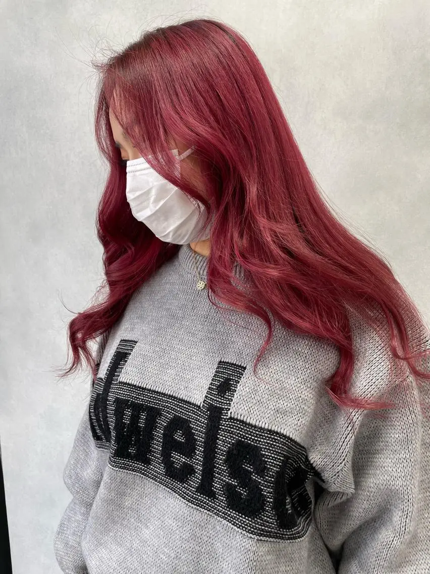 セミロング カラー Acchon/心斎橋 💚ダブルカラーのヘアスタイル