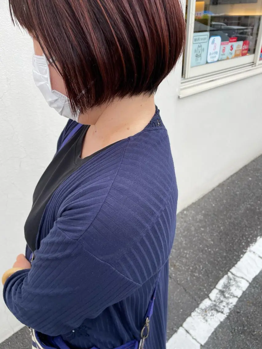 ショート 前下がりボブ ボブ ハイライト hair terra ce M奈良店のヘアスタイル
