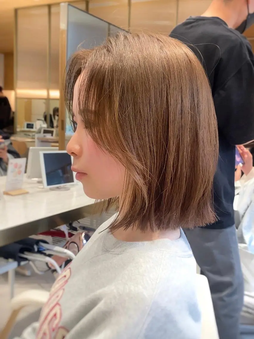 ミディアム カラー パーマ ヘアアレンジ ボブレイヤー アディクシーカラー 透明感カラー イルミナカラー ボブ 小野寺瑞希 /最小顔カットのヘアスタイル