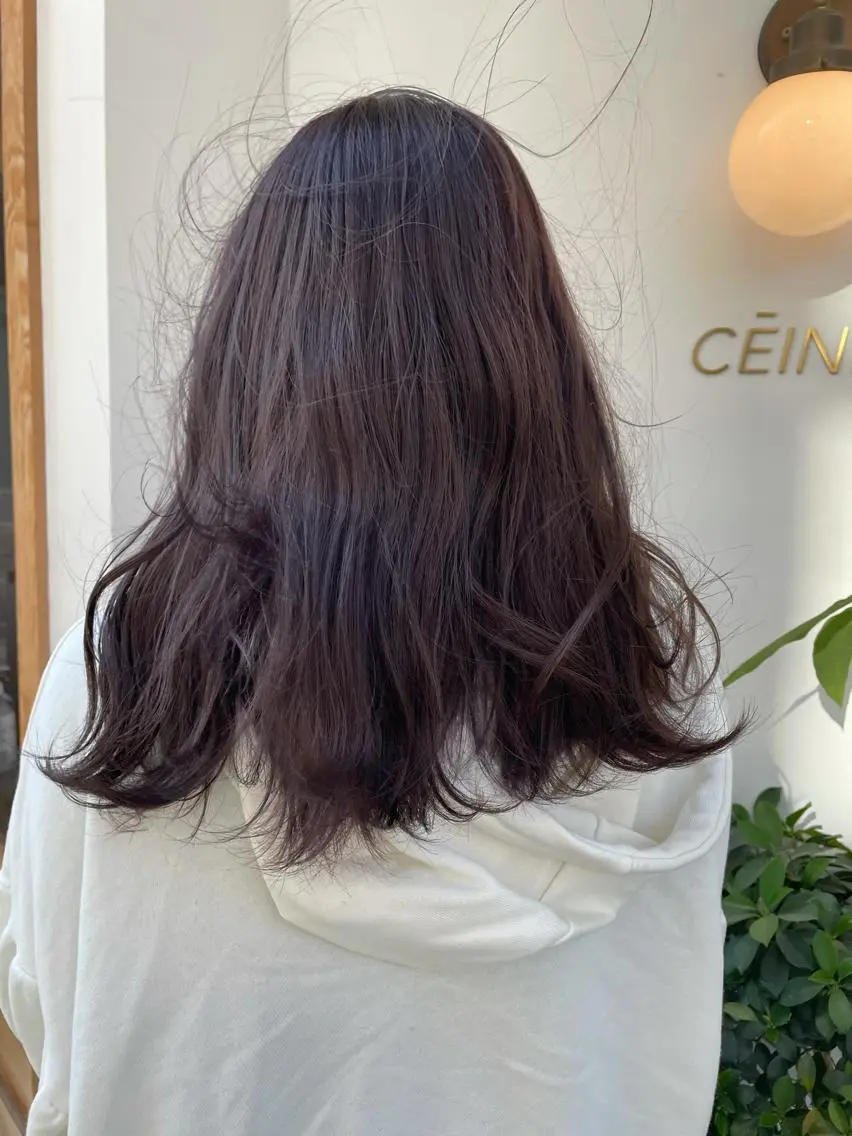 セミロング カラー アッシュ ピンクカラー ピンクアッシュ ヘアカラー トリートメント 中目黒🌼 🌼ハナのヘアスタイル
