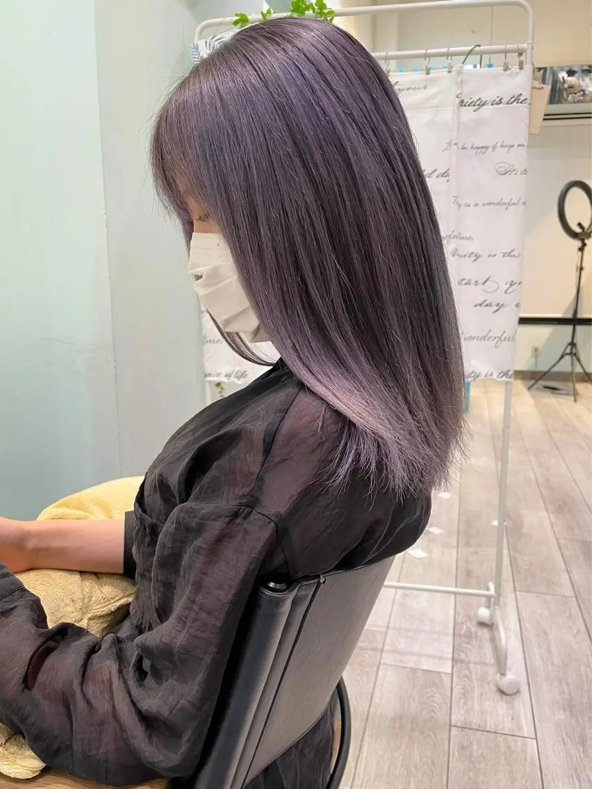 セミロング カラー ラベンダーカラー ラベンダーグレー 佐藤 魁人のヘアスタイル