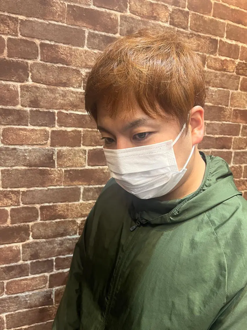 ショート メンズ メンズパーマ ケアカラー ピンクブラウン 外国人風カラー ショートヘア 久木原 ゆりのヘアスタイル