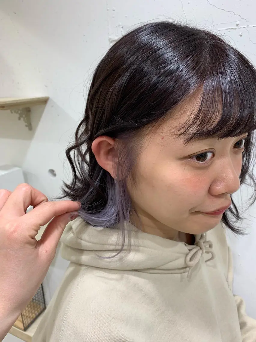 ショート カラー ブリーチ ラベンダーカラー パープルカラー ヘアカラー トリートメント 🍑艶髪✖️暖色系 ✨momoka🍑のヘアスタイル