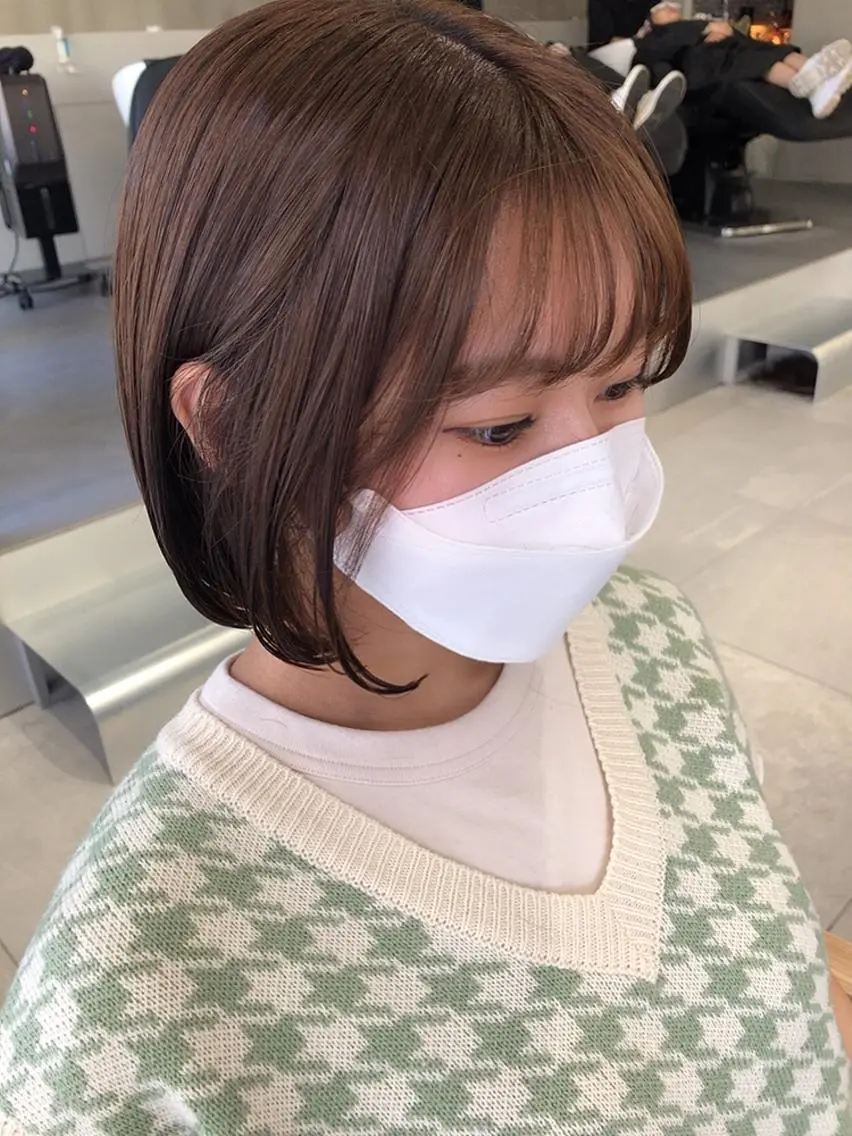 ショート ボブ トリートメント カット ヘアカラー トリートメント ヘッドスパ ヘアセット ✨透明感ケアカラー✨ 長野ゆきなのヘアスタイル