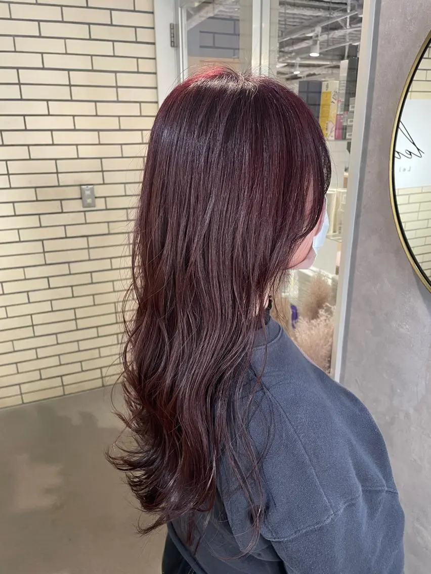 ロング カラー ブリーチ ブラウンカラー ブリーチなしカラー ピンクカラー ピンクブラウン 黒田 優里 🎀🫧のヘアスタイル