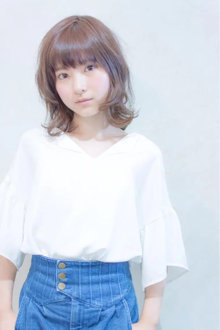 ミディアム カラー パーマ 佐々岡 亮介のヘアスタイル