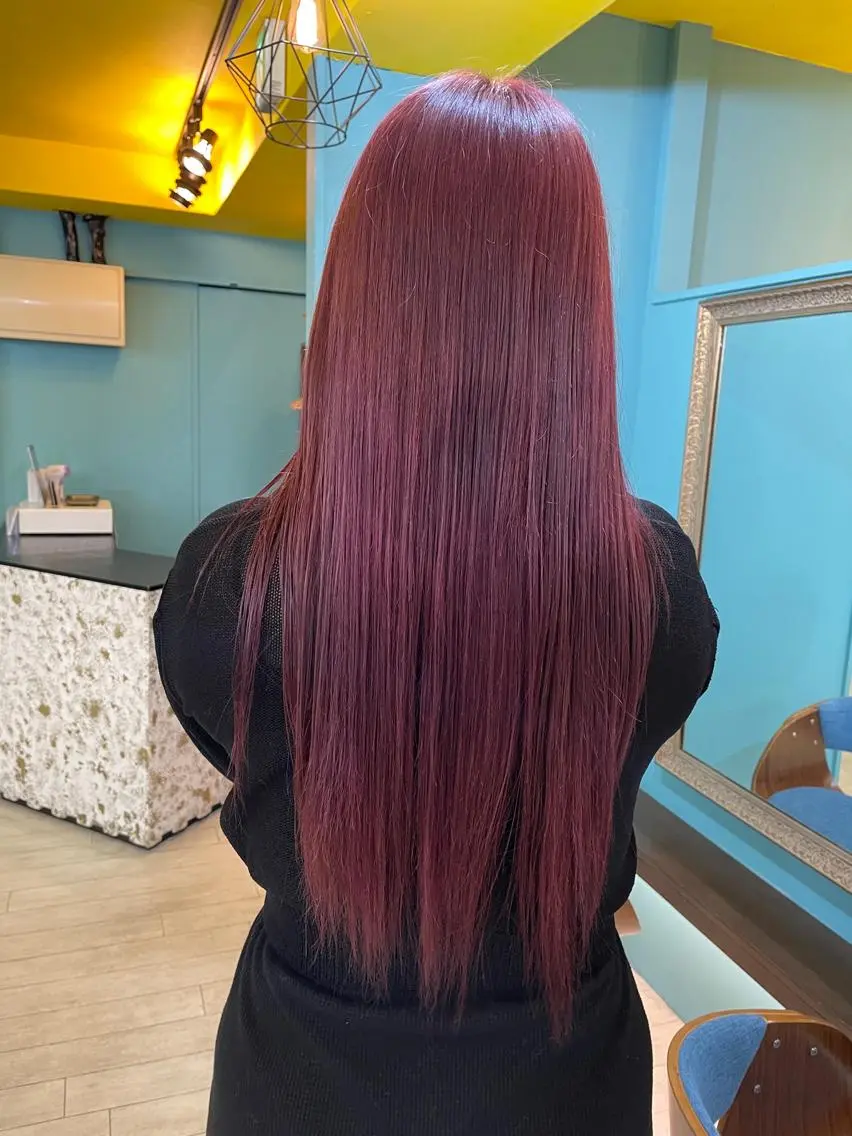 ロング カラー ダブルカラー ピンクカラー ヘアカラー トリートメント 末石 智のヘアスタイル