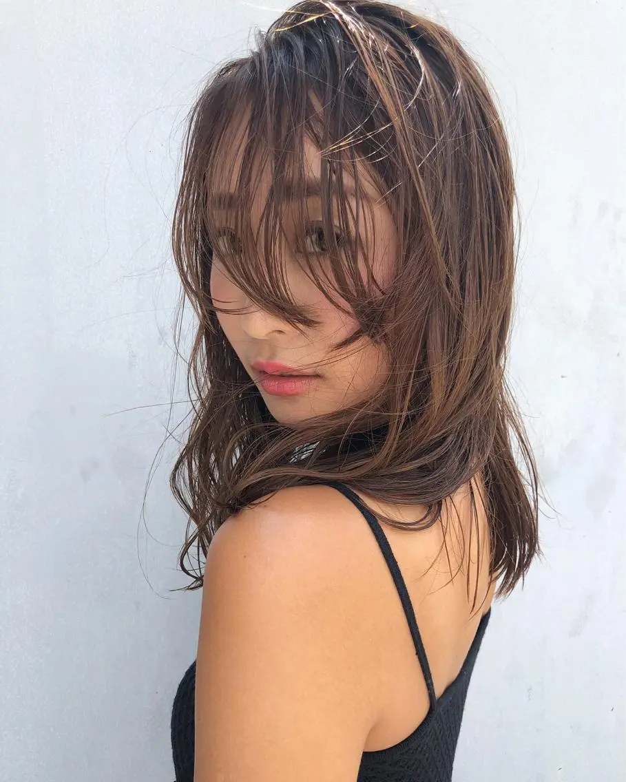 セミロング カラー パーマ 奥秋 理紗　sai xのヘアスタイル
