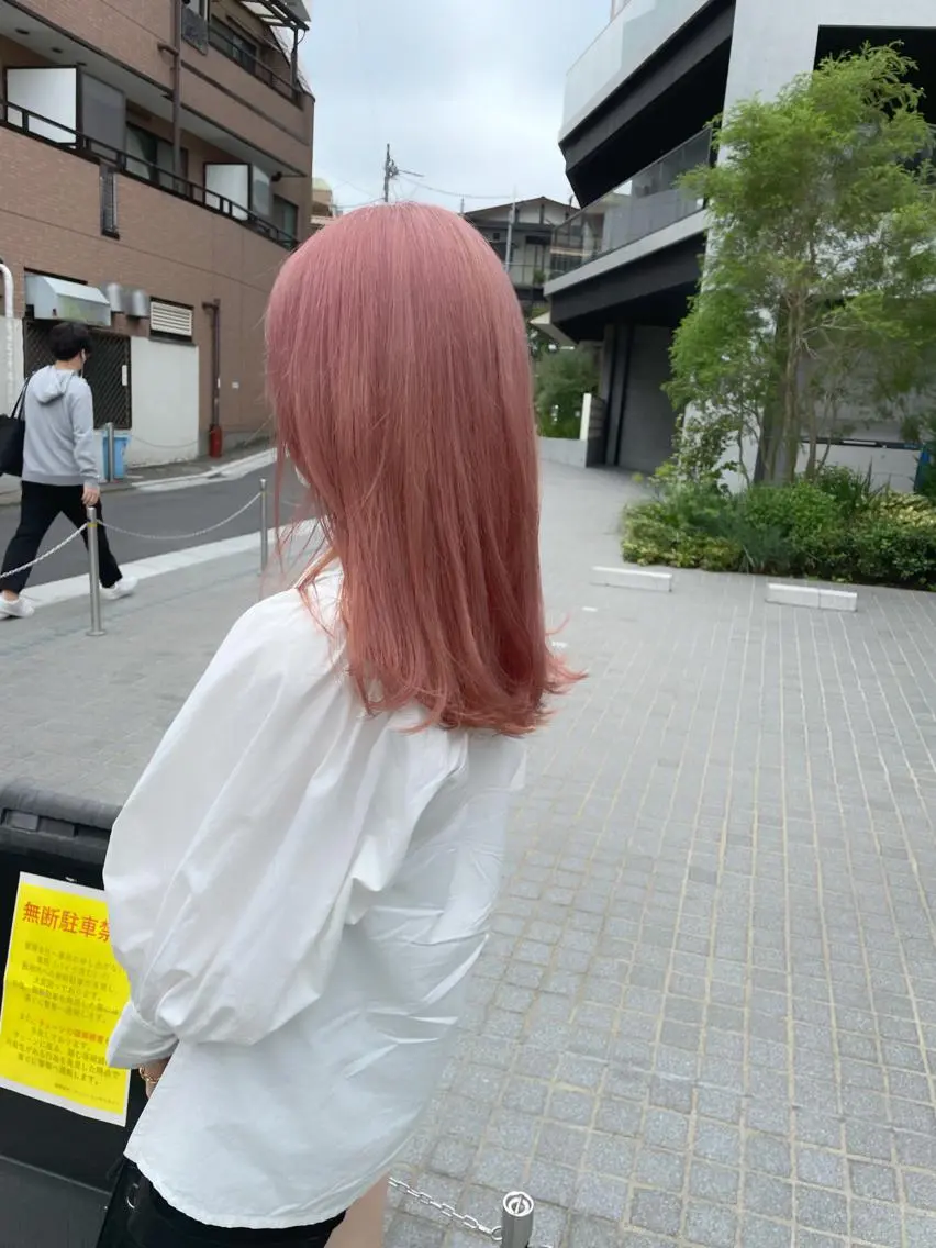 ロング カラー ベージュカラー ピンクカラー ピンクベージュ ヘアカラー トリートメント パーマ/透明感カラー /ボブ/吉田一生のヘアスタイル
