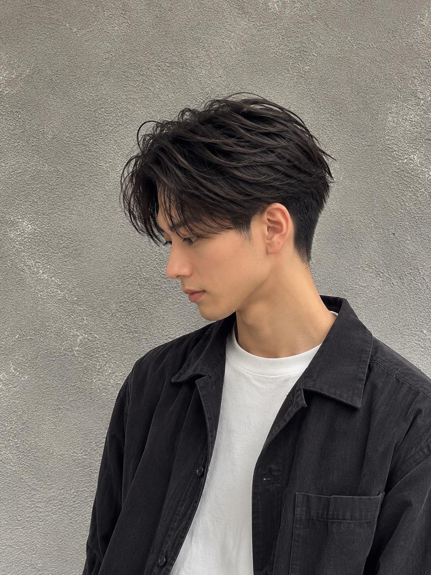 ショート メンズ センターパート メンズ韓国風 メンズショート 刈り上げ 韓国風ヘア 脇田 麗乃のヘアスタイル