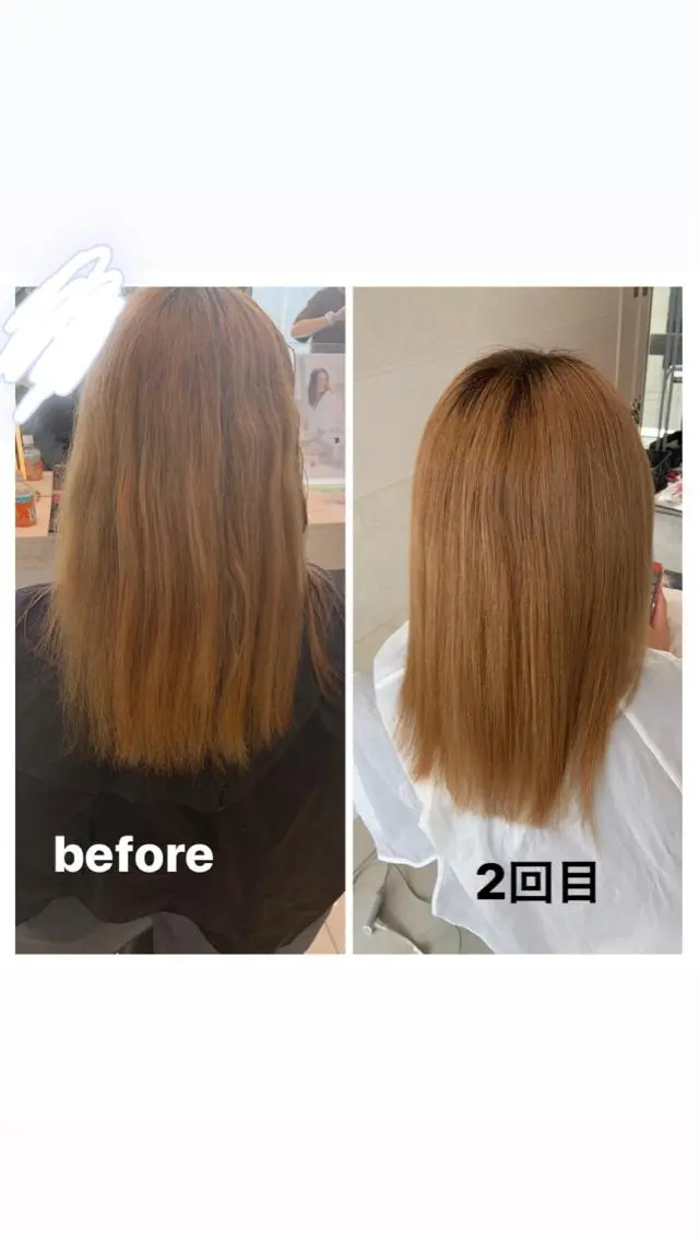 ロング カラー アクアカラー トリートメント ハイトーンカラー🤍 山下 優華のヘアスタイル