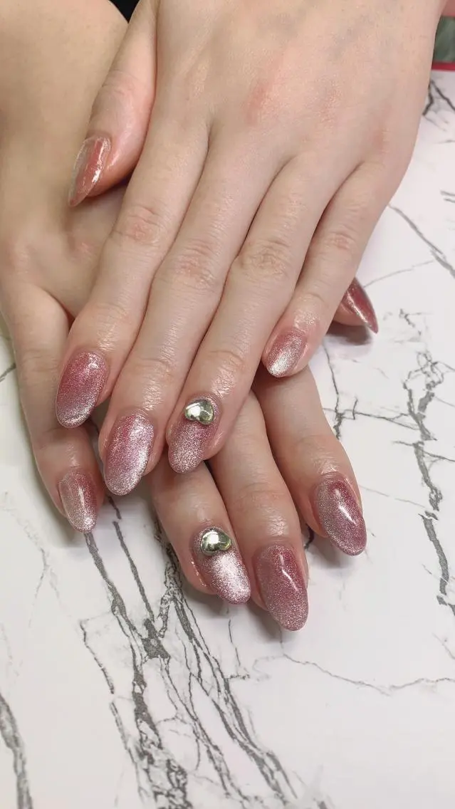 ネイル ハンドネイル はな💎ネイル ワンホン、長さ出しのネイルデザイン