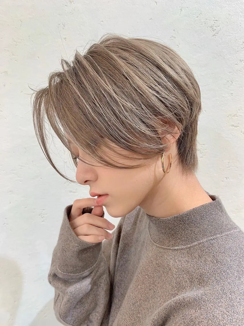 ショート カラー パーマ 仙台Ｉ韓国レイヤー Ｉ髪質改善Ｉ伊藤拓海のヘアスタイル