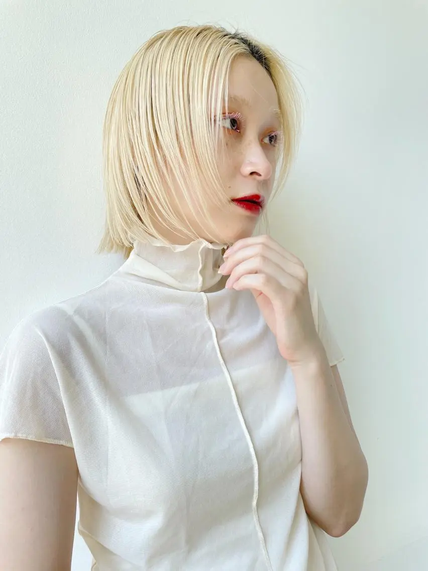 ミディアム カラー ヘアアレンジ ヘアカラー トリートメント ボブ×柔らかいカラー 🌷misaki𓍼のヘアスタイル