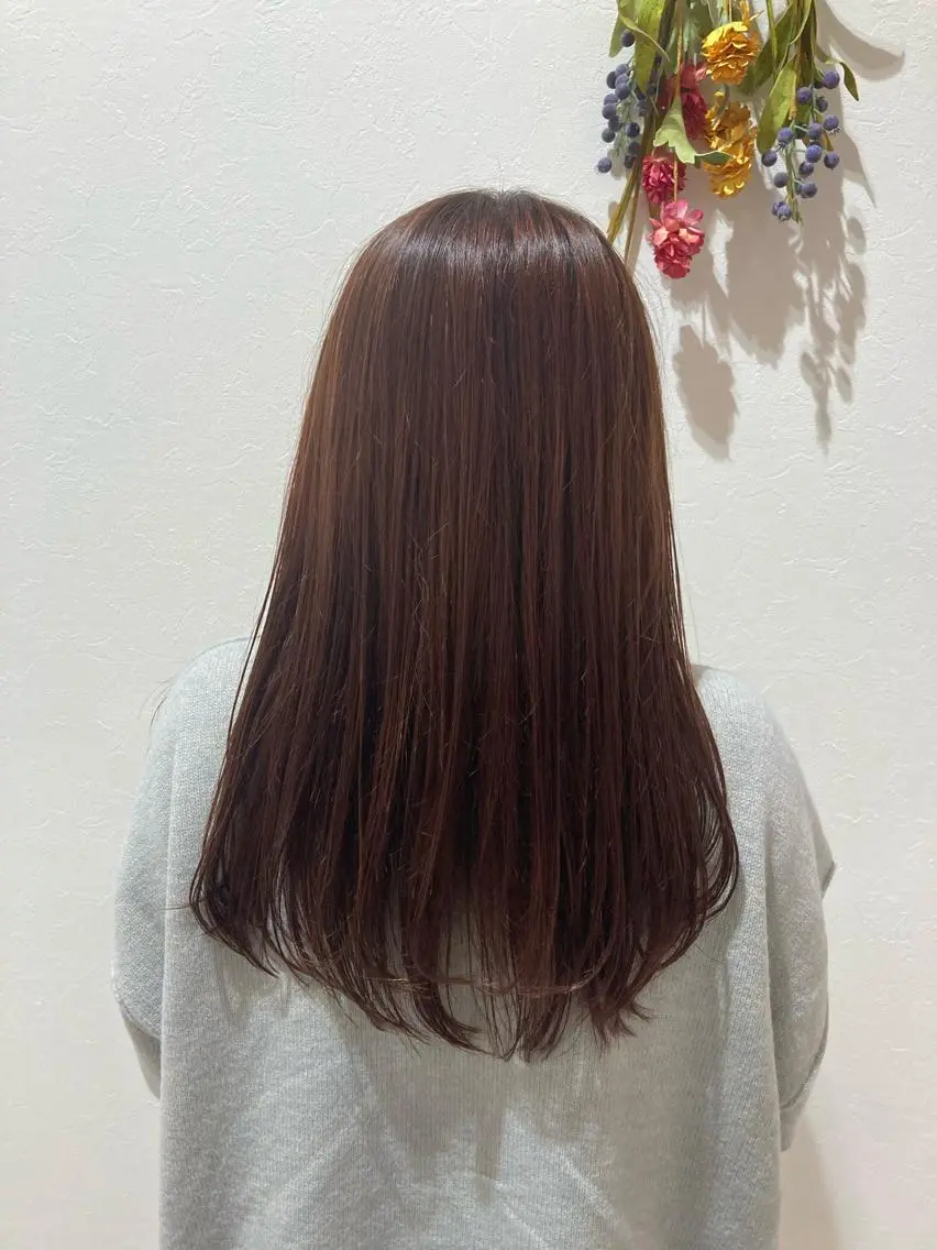 ロング カラー オレンジ オレンジピンク ピンクカラー レイヤーカット カット ヘアカラー トリートメント 🫧高鹿汰一髪質改善 /白髪ぼかし🫧のヘアスタイル