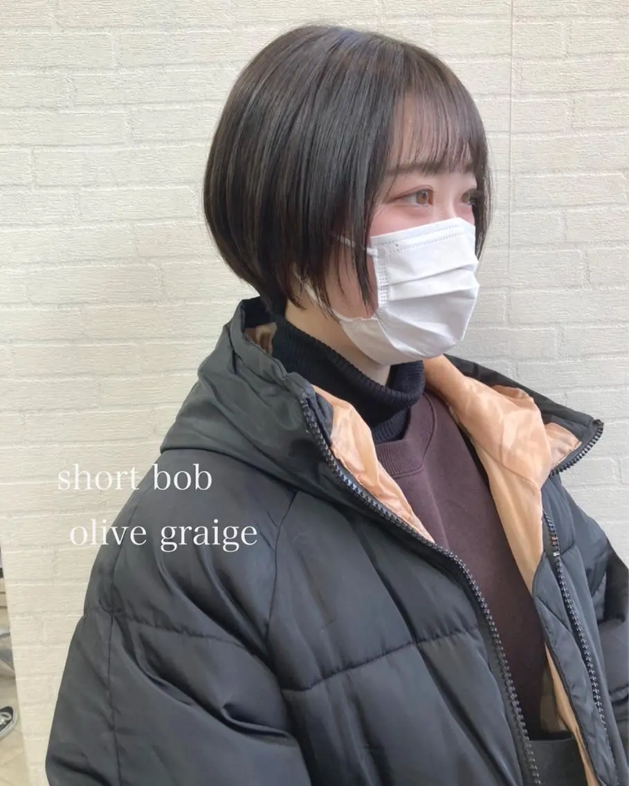 ショート カラー 切りっぱなしボブ ショートボブ ハンサムショート グレージュ オリーブグレージュ カット ヘアカラー トリートメント 初めてのショート お任せください✂️のヘアスタイル