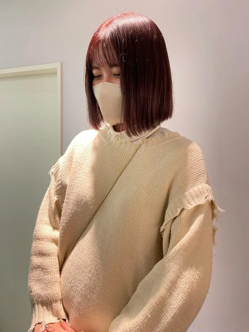 ショート カラー ブリーチ ブリーチなしカラー ルビー 海外レイヤー /NAGISAのヘアスタイル