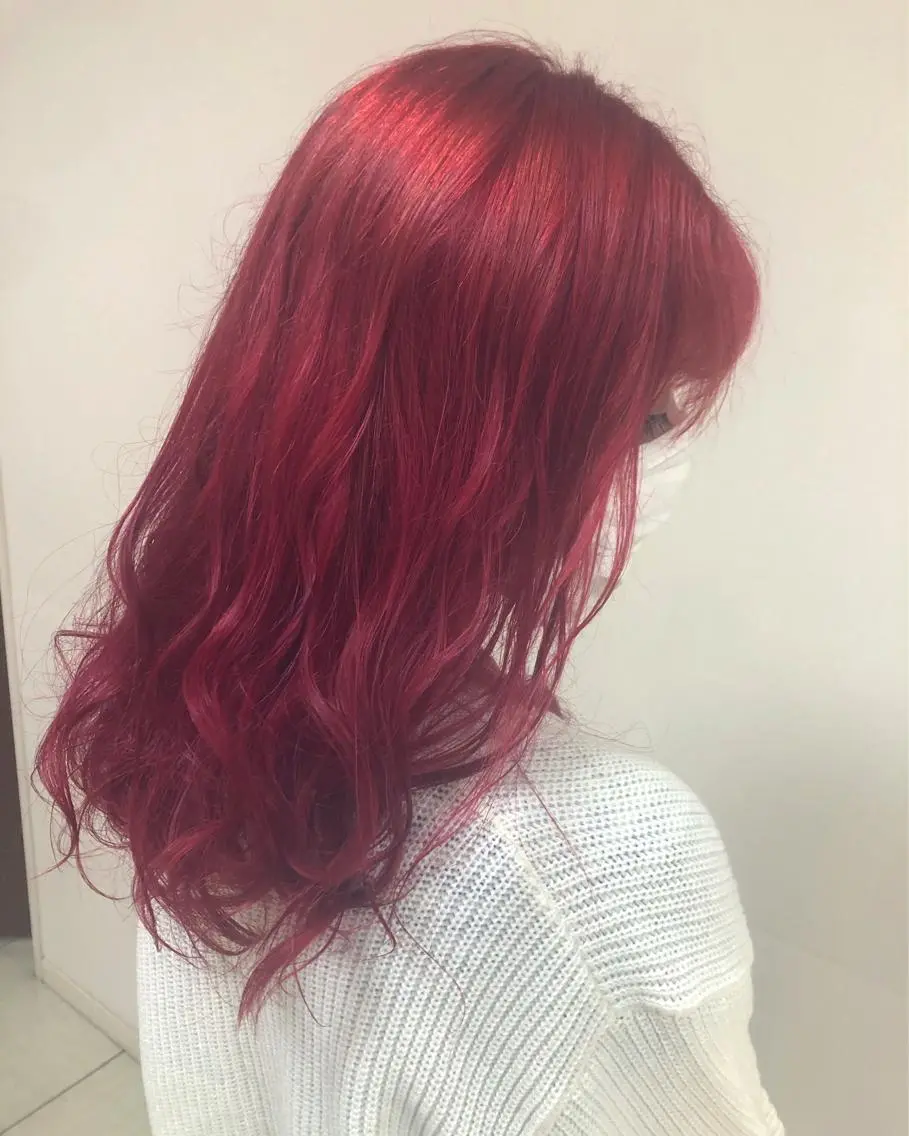 セミロング カラー ヘアアレンジ レッドカラー enurk店 🍋 M I K U  *のその他イメージ