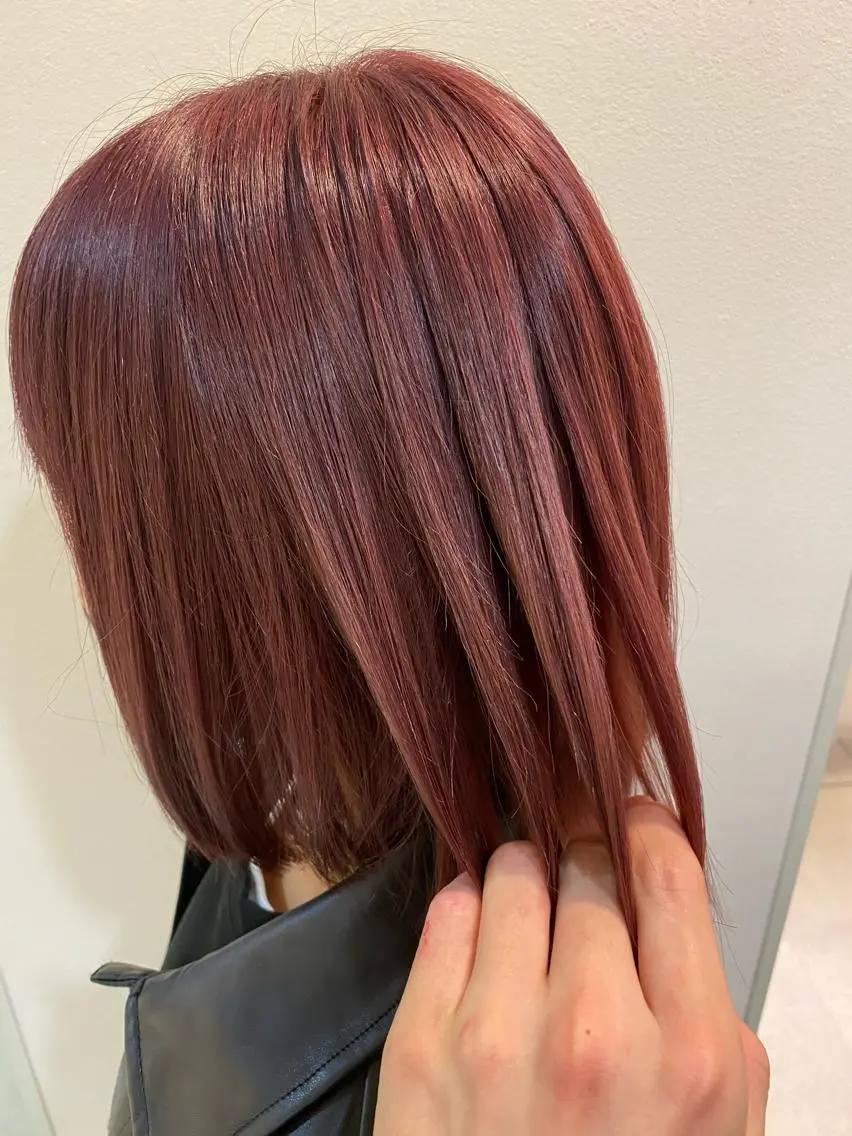 ミディアム カラー レッドカラー 柳澤 和也のヘアスタイル