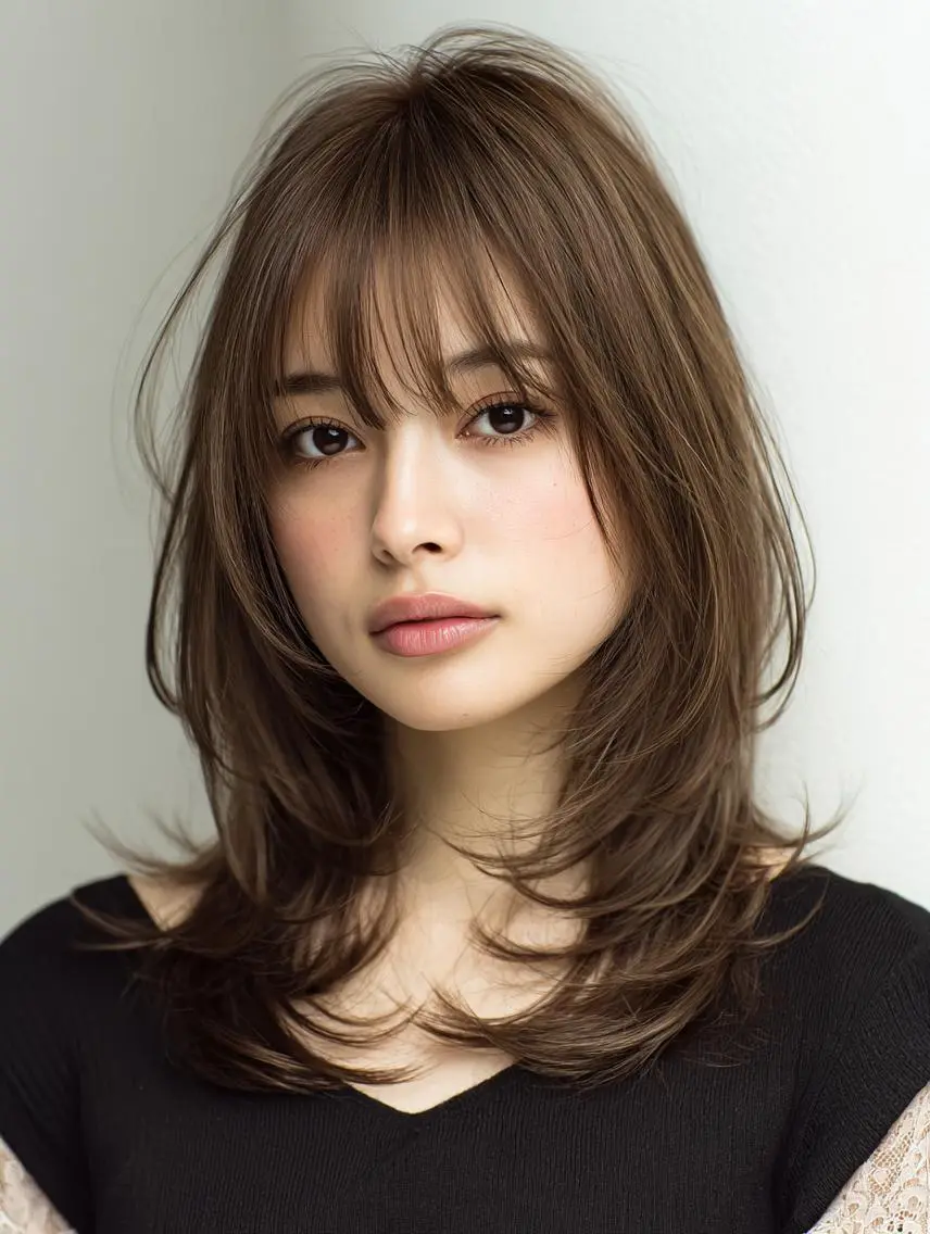 セミロング 🍒暖色×ハイトーン ×デザイン✨まなりのヘアスタイル
