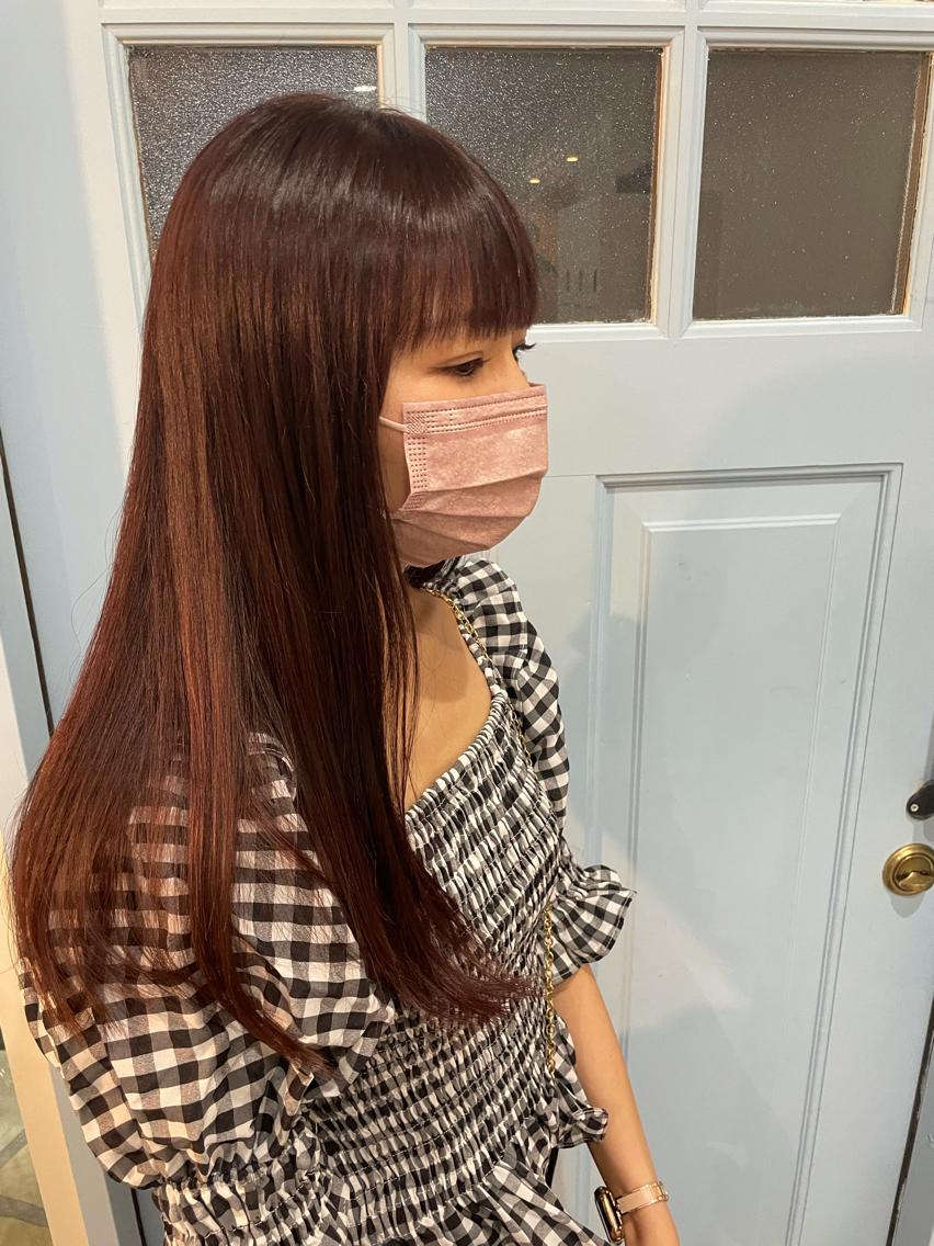 ロング ピンクブラウン ヘアカラー トリートメント TYLCO itsukiのヘアスタイル