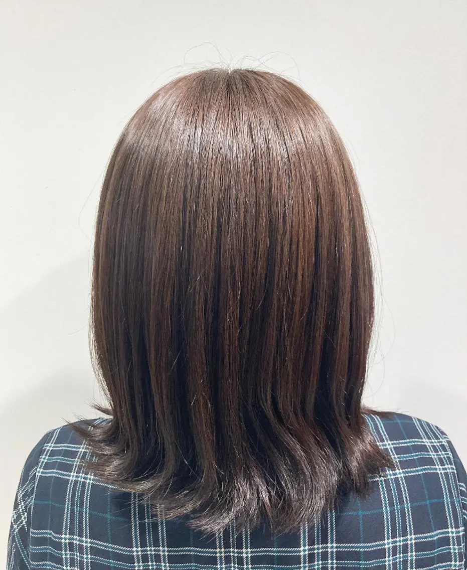 ミディアム カラー ブリーチ ブラウンカラー ナチュラルブラウン カット ヘアカラー トリートメント 透明感カラー 板橋　島村美咲のヘアスタイル
