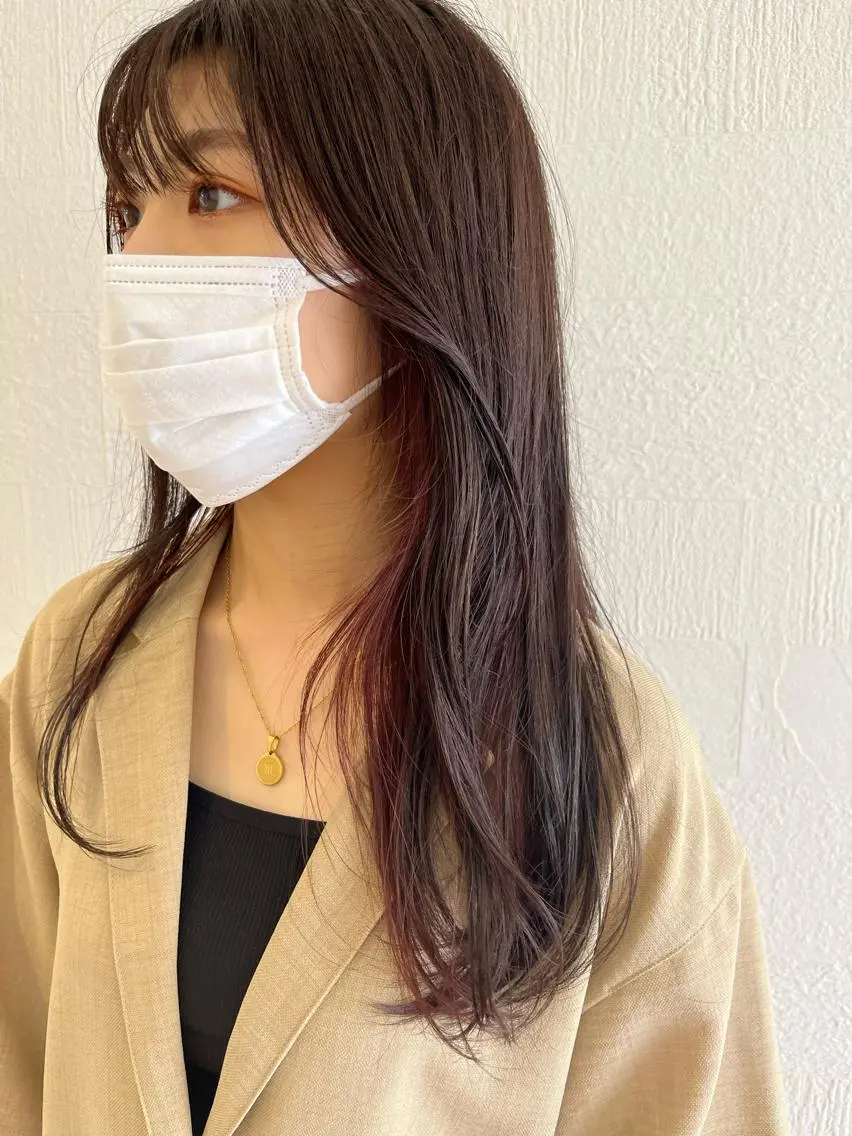 カラー ヘアアレンジ インナーカラー bisou hair Kayanoのヘアスタイル