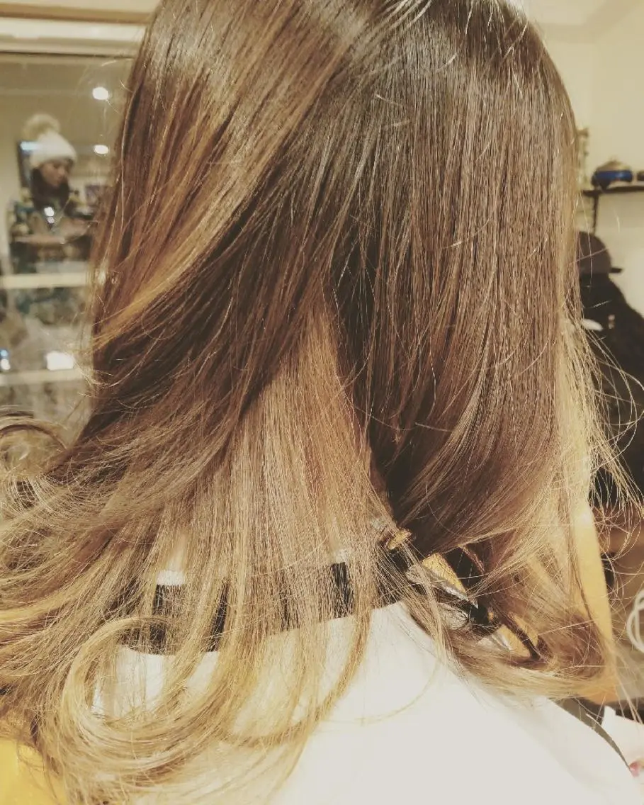 セミロング カラー 黒髪 インナーカラー spa hair ark 富井直美のヘアスタイル