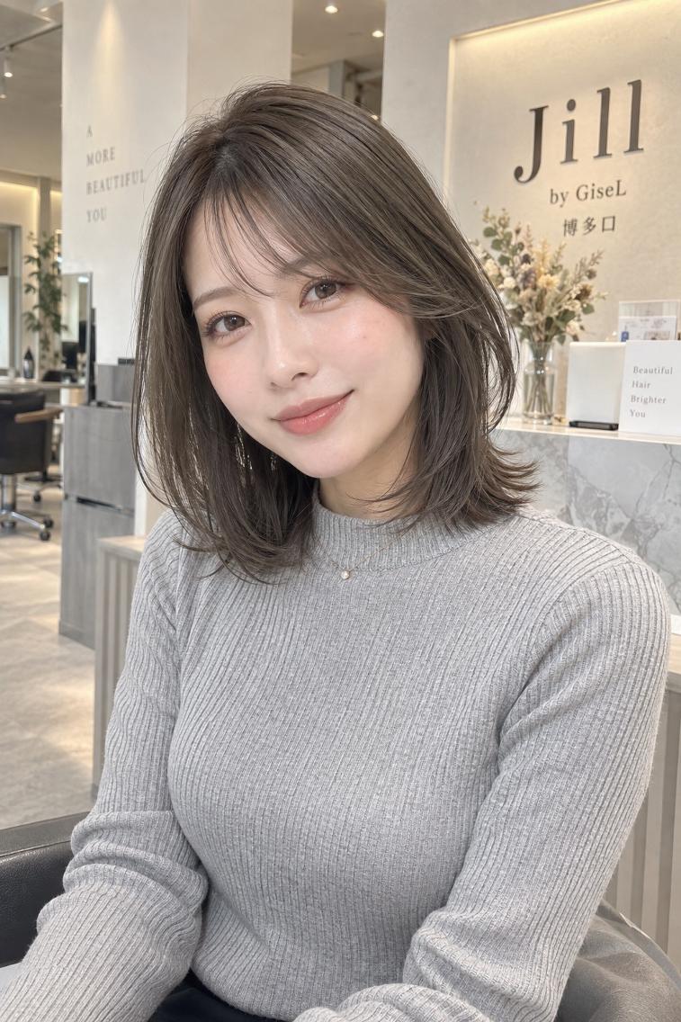 ミディアム ヘアカラー トリートメント jill by gisel 博多のヘアスタイル