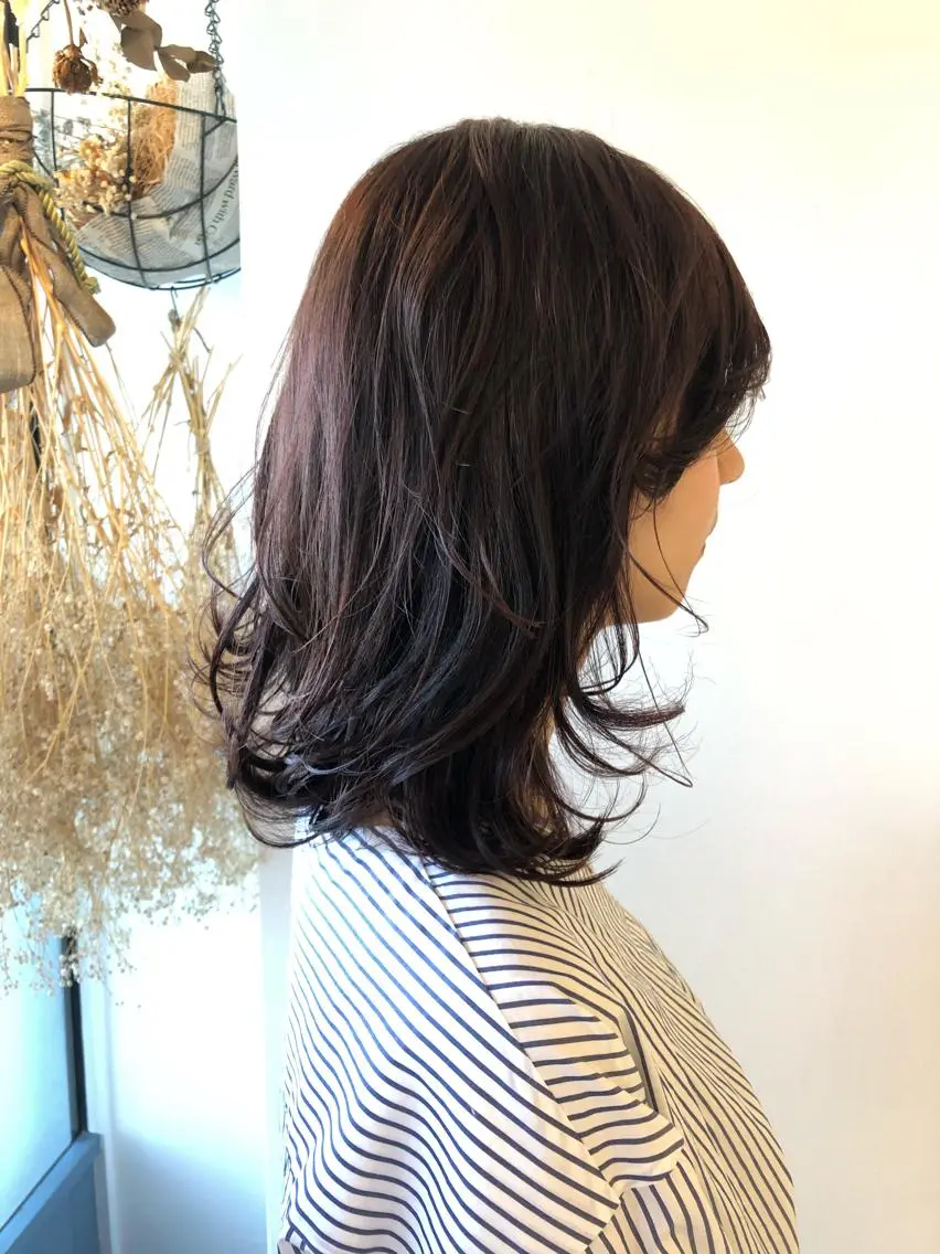 ミディアム ピンクブラウン ヤマモト マイのヘアスタイル