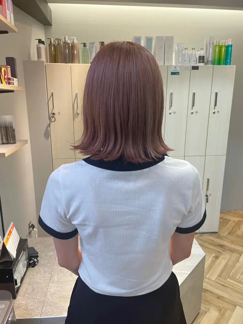 ショート カラー ベージュカラー ピンクカラー ピンクベージュ 浦野 剛志のヘアスタイル