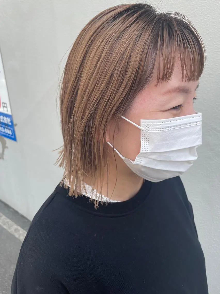 ミディアム カット ヘアカラー トリートメント ayane⭐️ボブ・ ショート・パーマのヘアスタイル