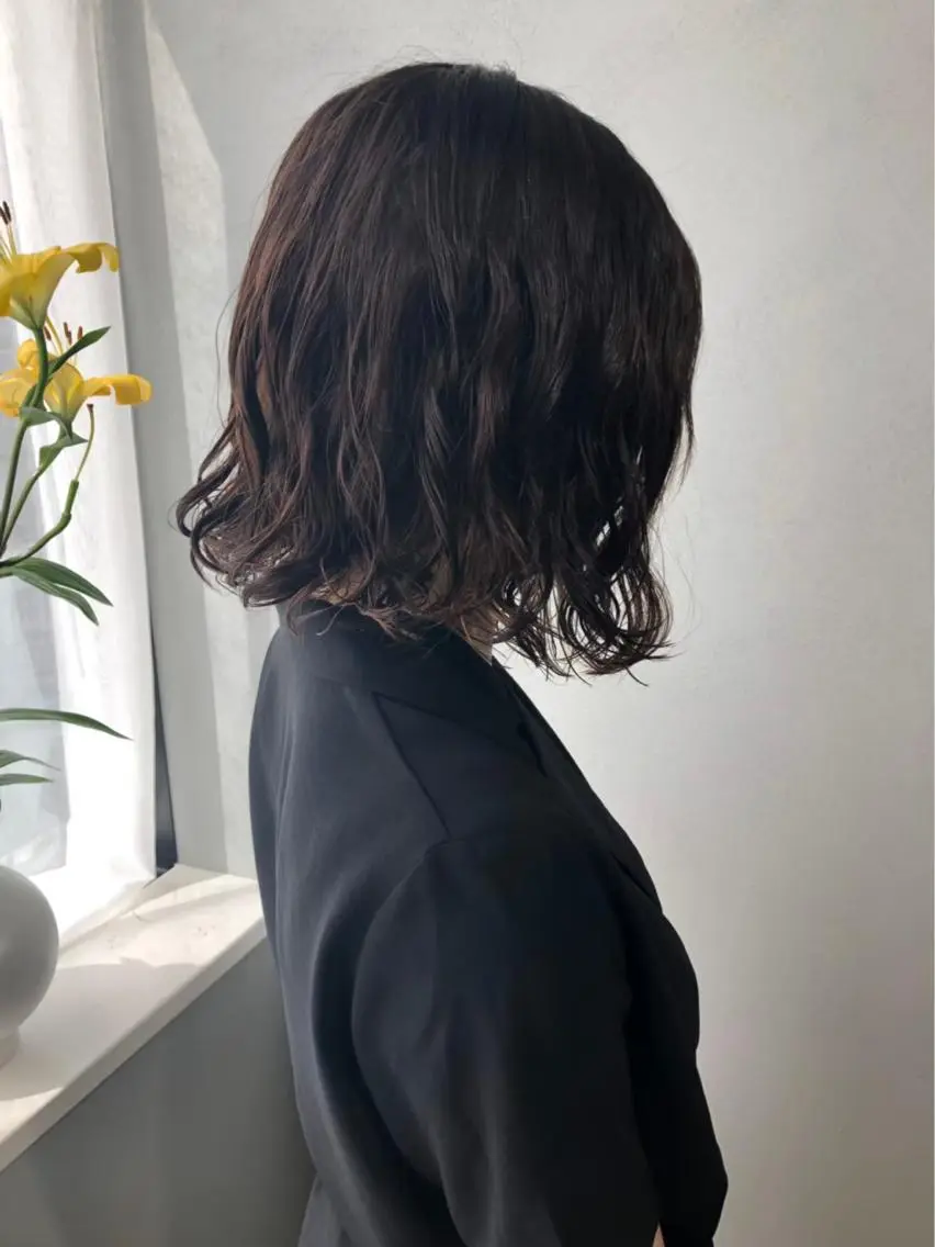 ミディアム カラー パーマ ボブパーマコテ巻き風 パーマNo1深江秀平のヘアスタイル