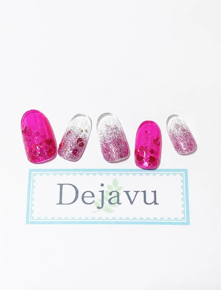 ネイル ハート ラメ(グリッター) バレンタイン ハンドネイル Nail salon Dejavu 🌿のネイルデザイン