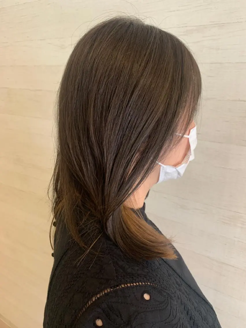 ミディアム カット ヘアカラー トリートメント タジマ ヤスヒサのヘアスタイル