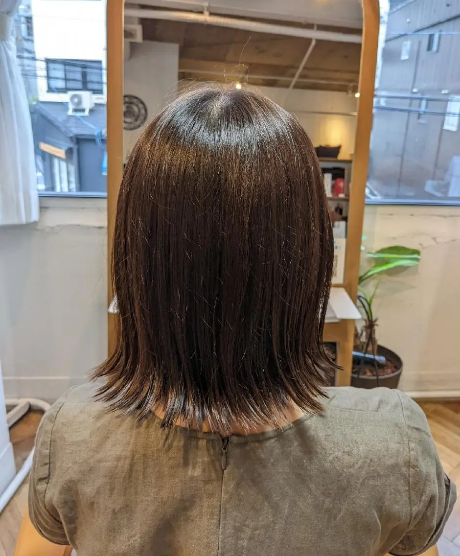 ミディアム 切りっぱなしボブ ボブ newi 天王寺　 masakoのヘアスタイル