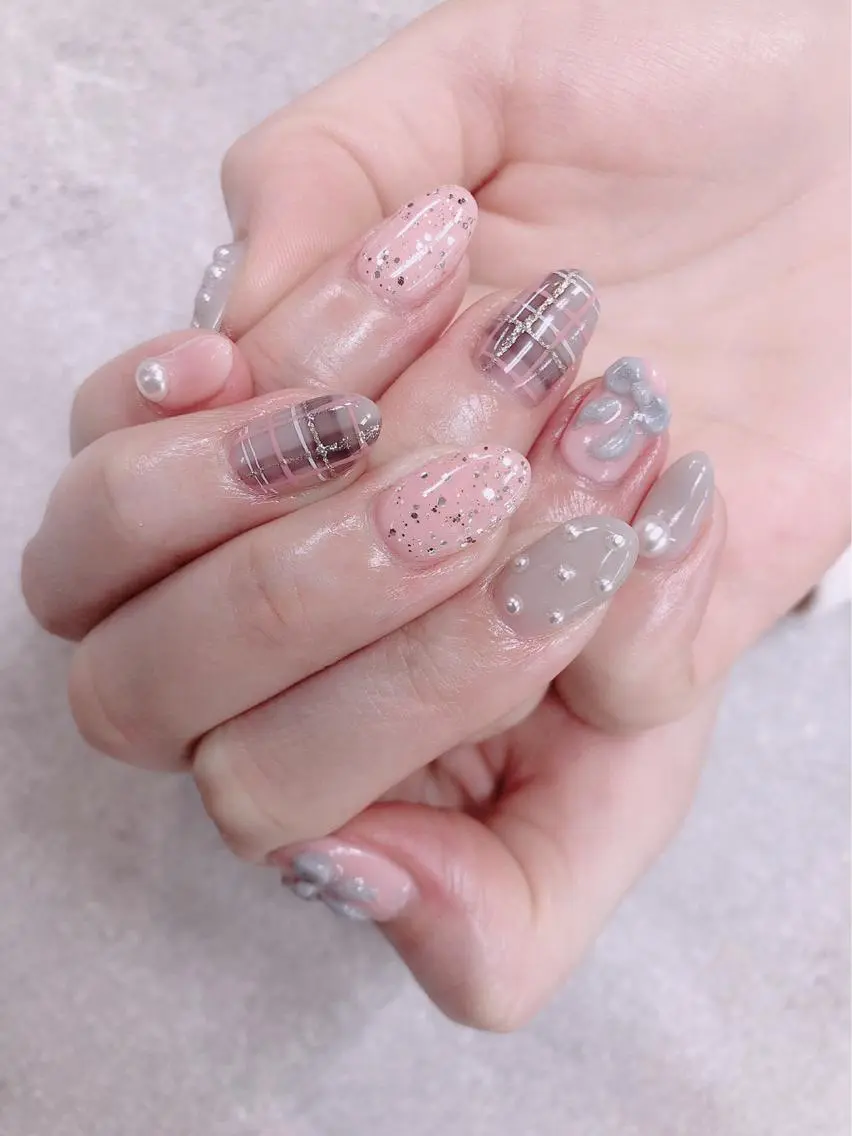 ネイル リボン ハンドネイル ハンドケア FASTNAIL PLUS 新宿店のネイルデザイン