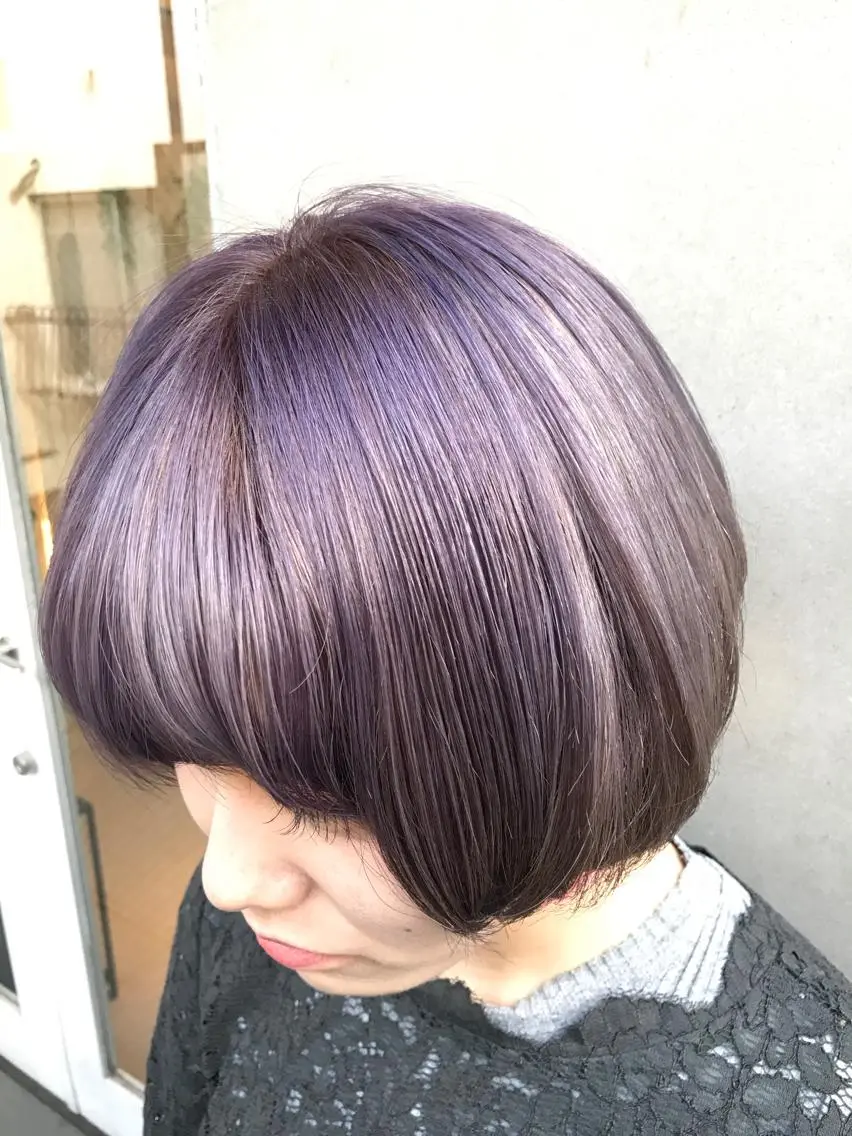 ショート カラー ラベンダーカラー ラベンダーグレー 【渋谷で人気】艶髪× 髪質改善/ツヤカラーのヘアスタイル