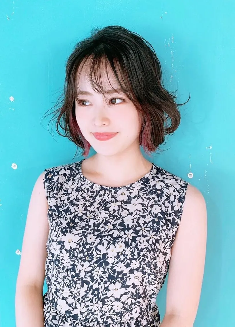 ショート 切りっぱなしボブ ボブ ヘアカラー 末石 智のヘアスタイル