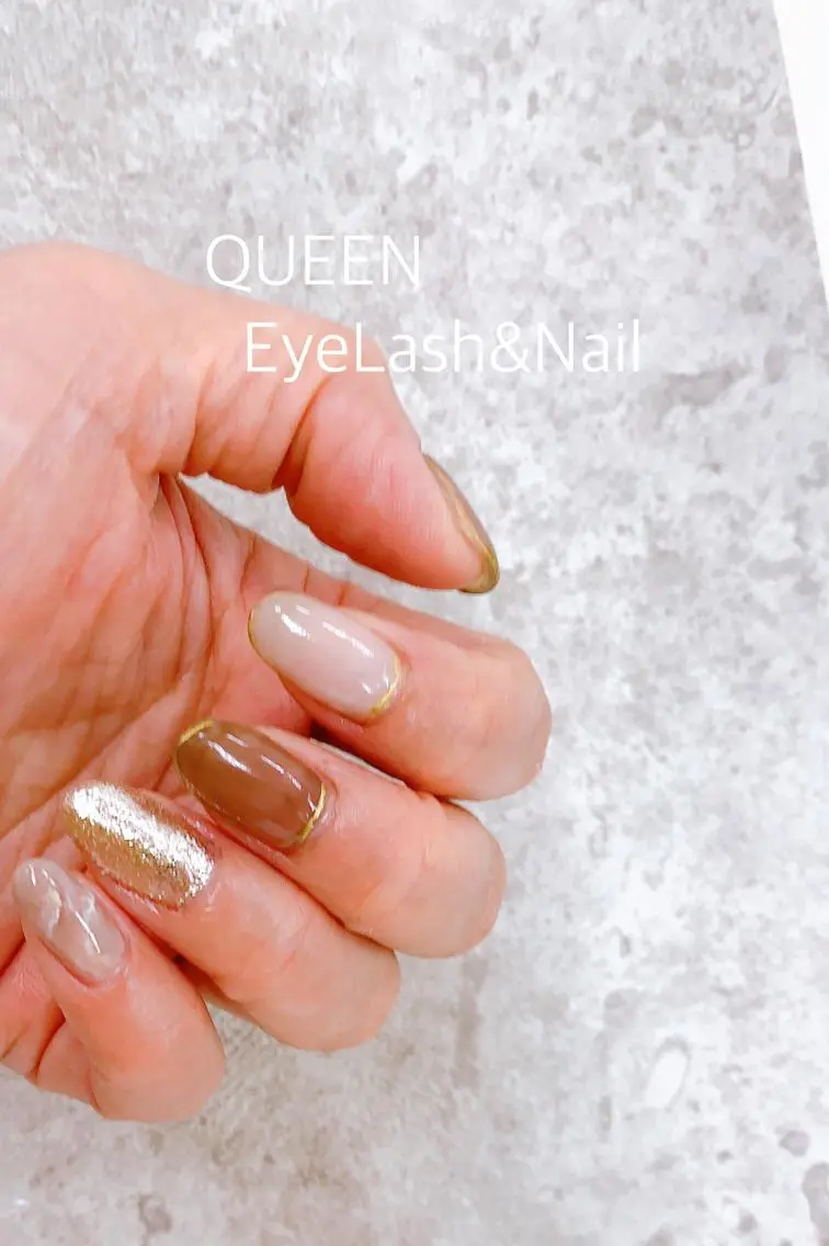 ミディアム カラー ネイル 大理石ネイル(マーブル) Bloom Nailのネイルデザイン