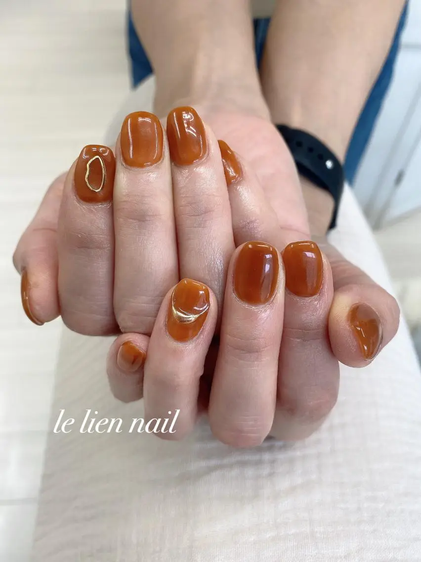 ネイル アートネイル べっ甲ネイル ワンカラーネイル le lien nailのネイルデザイン