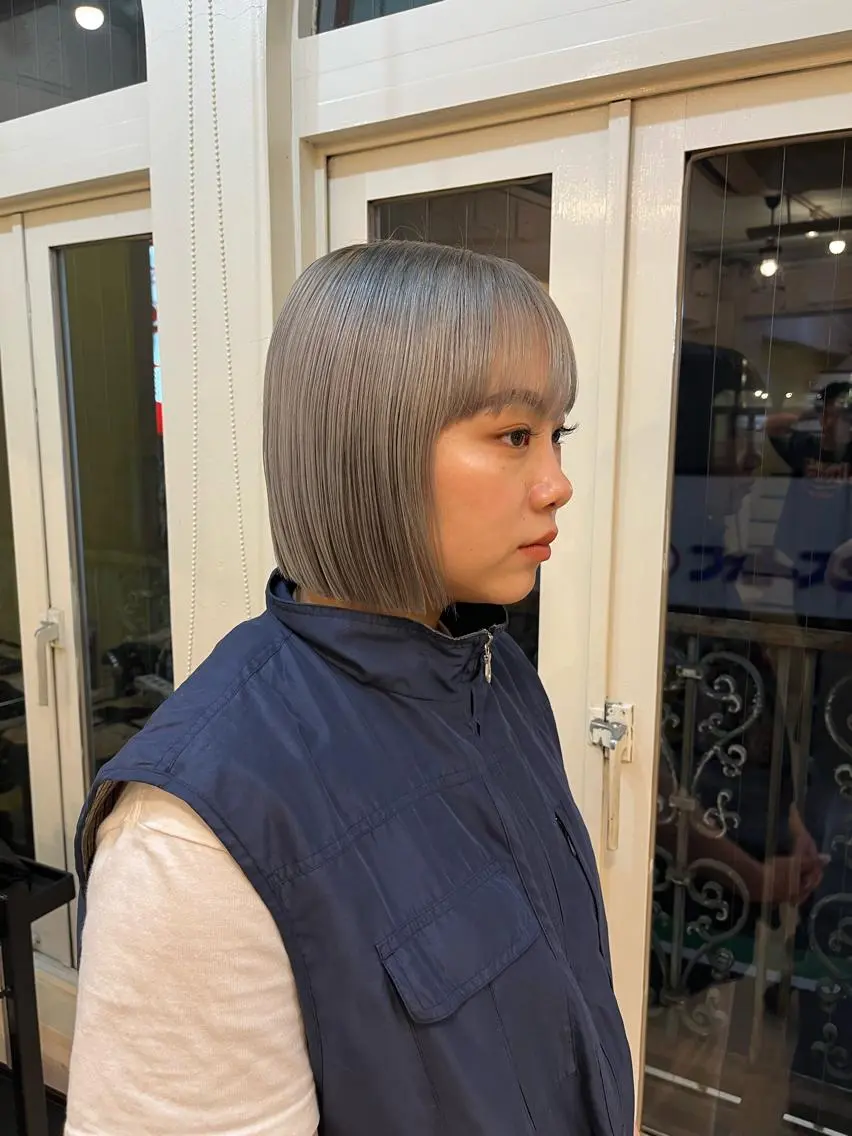 ミディアム カラー ヘアカラー トリートメント ボブ/レイヤー/ ハッシュカット/河内のヘアスタイル