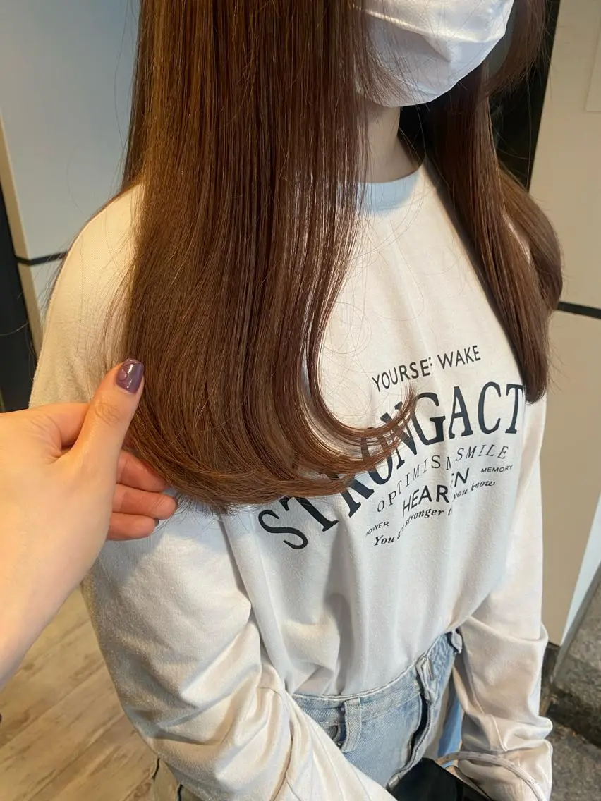 ミディアム カラー ベージュカラー ブリーチ 🍑 モモカ🍑のヘアスタイル