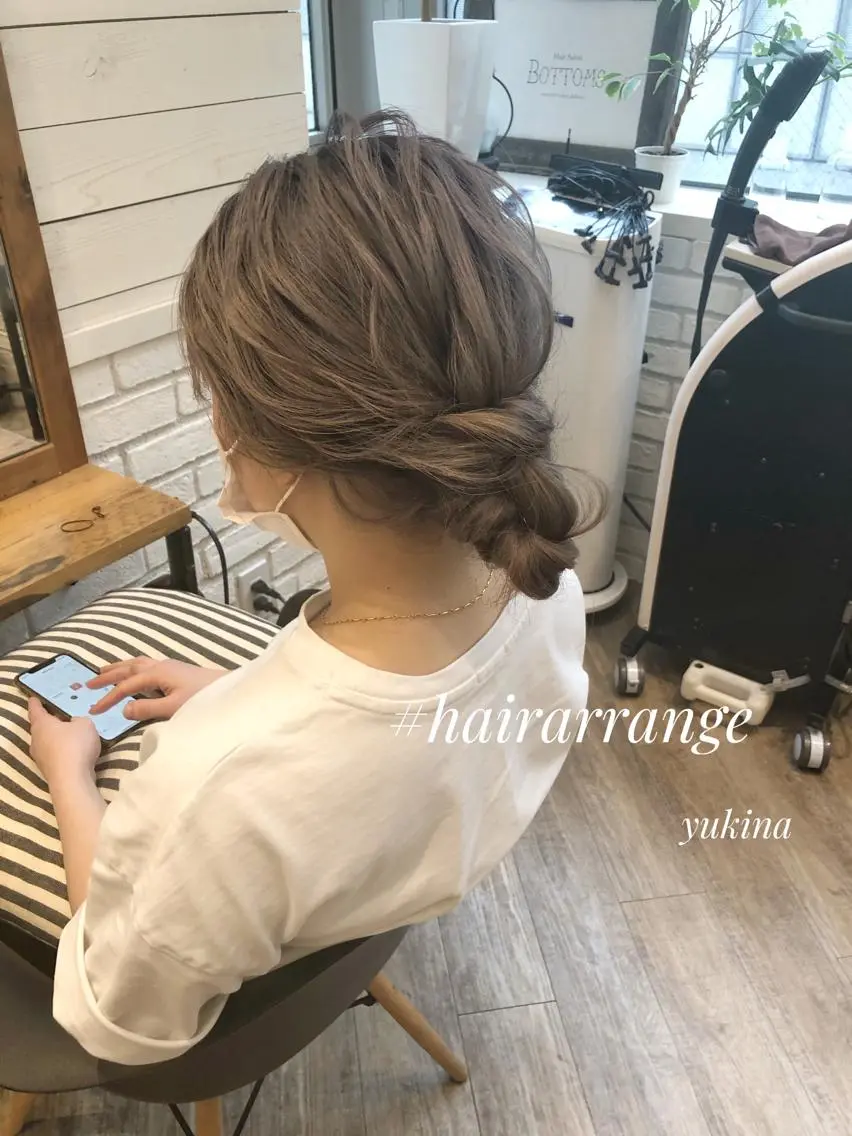 ミディアム お団子ヘア ヘアセット ✨透明感ケアカラー✨ 長野ゆきなのヘアスタイル